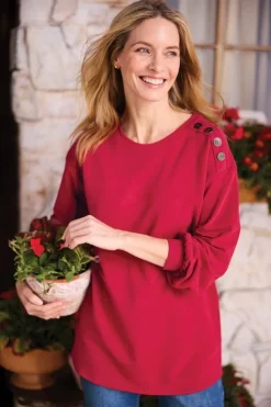 Outlet Soft Surroundings Siesta Soft Button Shoulder Tunic LipstickHeather