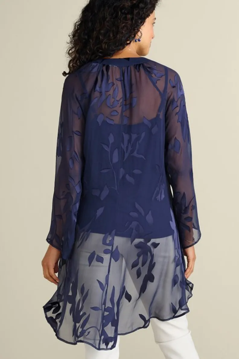 Discount Soft Surroundings Silk Convertible Shirt & Cami Navy