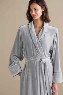 Fashion Soft Surroundings Silk Velvet Robe PlatinumGrey