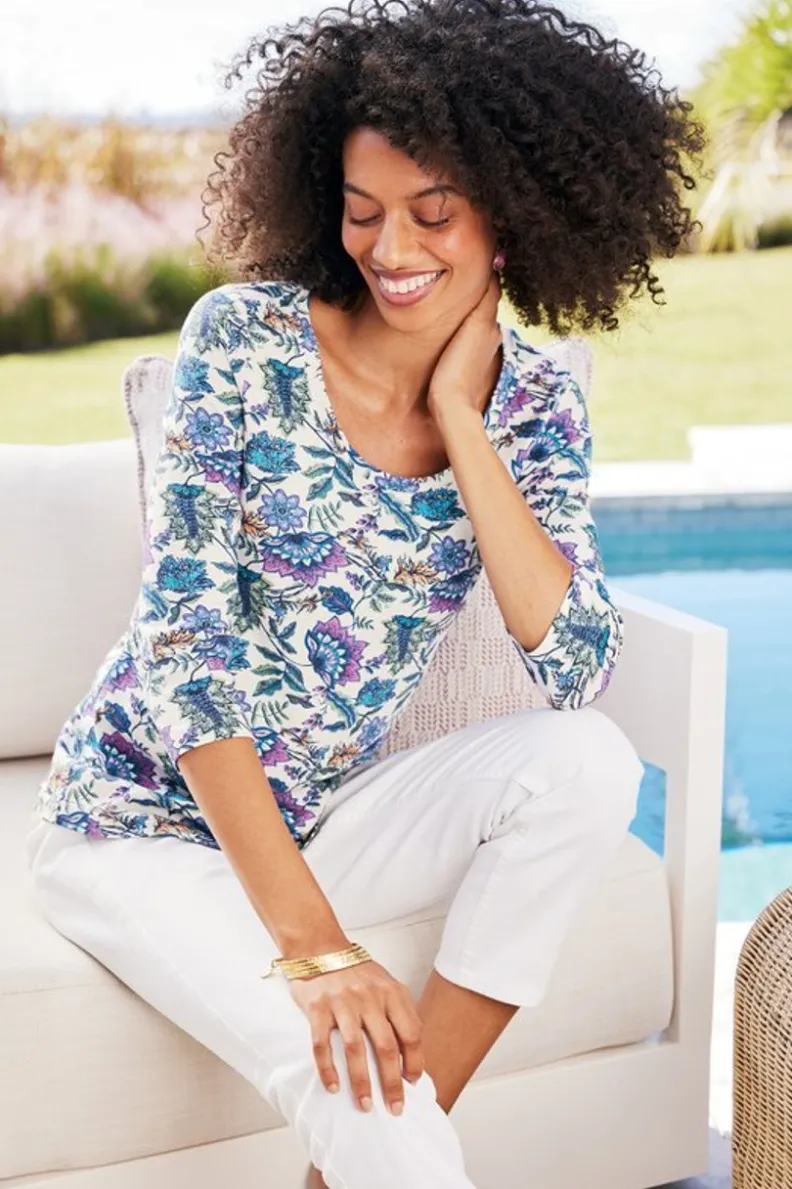 Outlet Soft Surroundings Soft Essential Supima 3/4 Sleeve Tee I