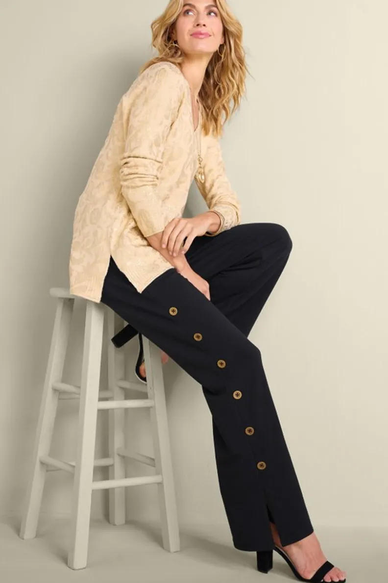 Best Soft Surroundings Sorrento French Terry Wide Leg Pants Black