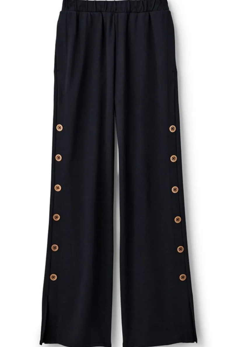 Best Soft Surroundings Sorrento French Terry Wide Leg Pants Black