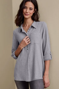 Outlet Soft Surroundings Take It Easy Top MediumHeatherGrey