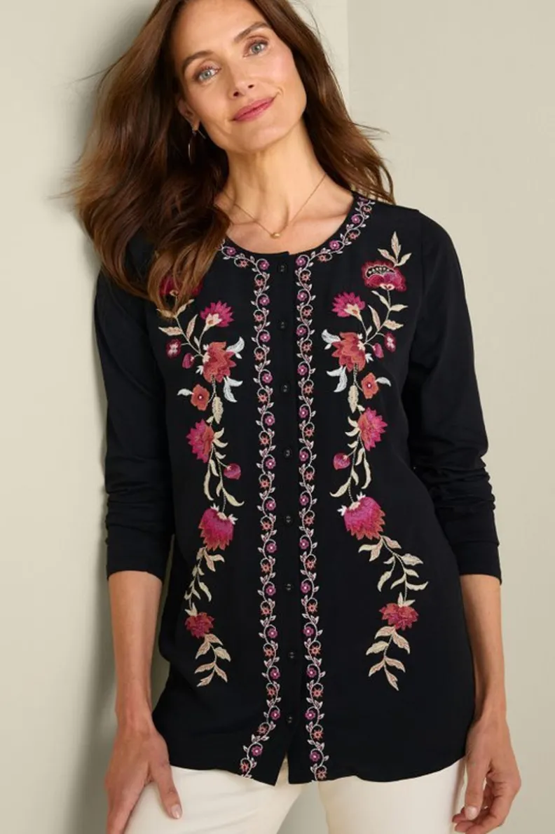 Sale Soft Surroundings Talulla Embroidered Tunic BlackBeauty
