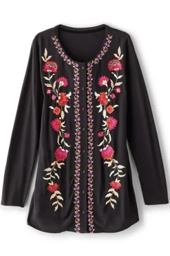 Sale Soft Surroundings Talulla Embroidered Tunic BlackBeauty