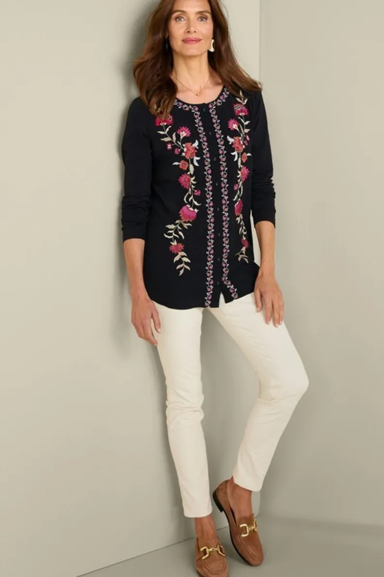 Sale Soft Surroundings Talulla Embroidered Tunic BlackBeauty