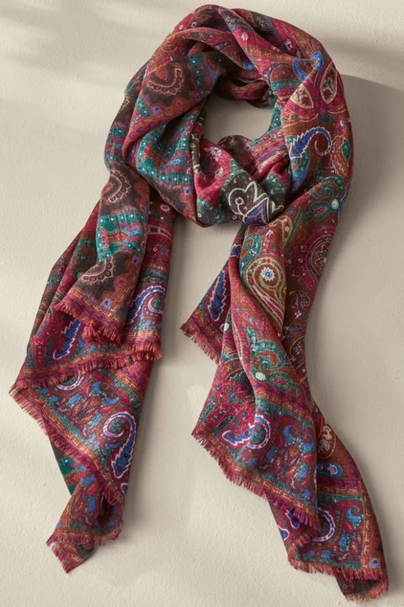 New Soft Surroundings Tamara Paisley Scarf Multi
