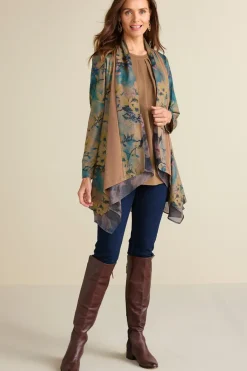 Best Soft Surroundings Tea Gardens Topper Brown/Teal