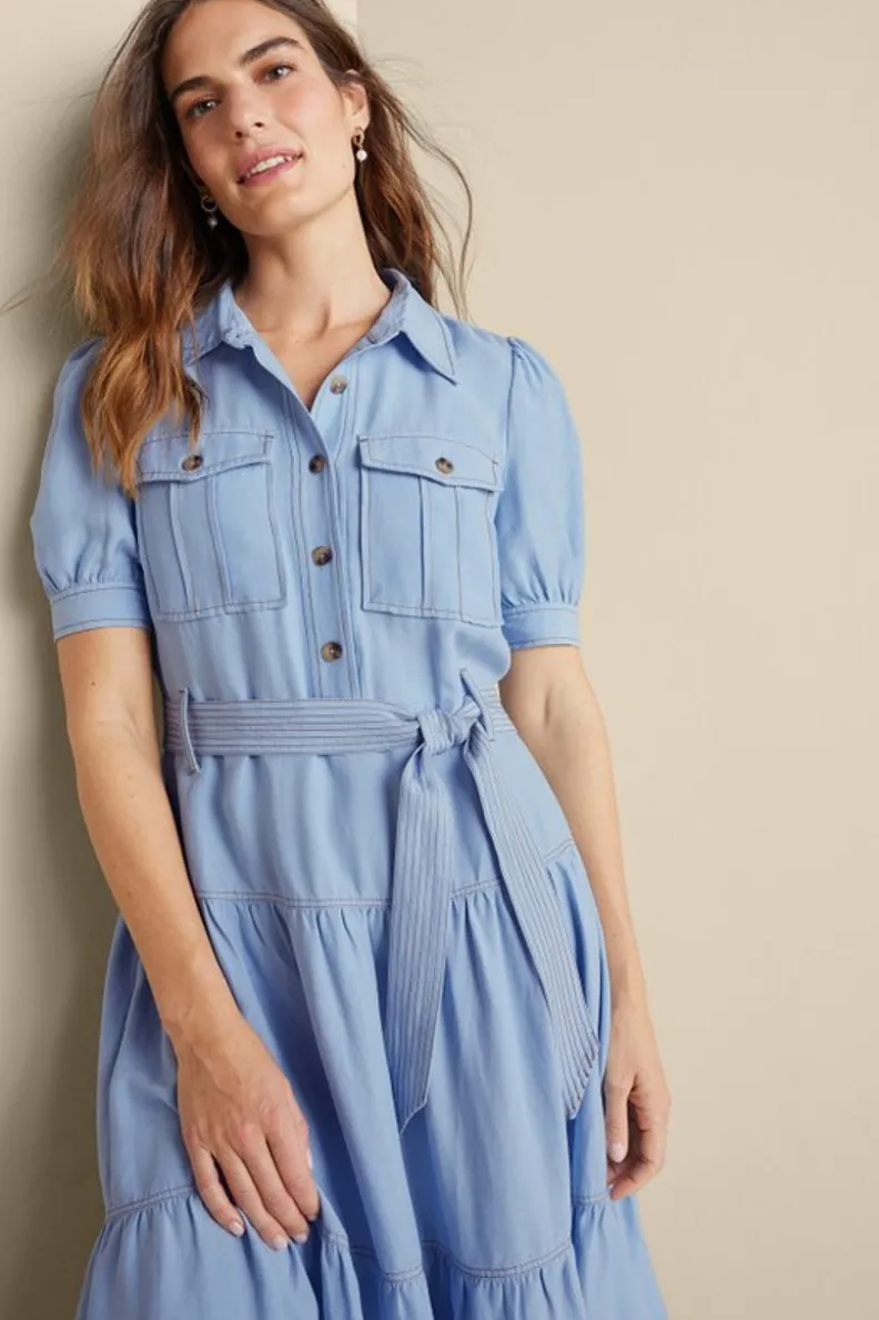 Fashion Soft Surroundings Tenley Midi Dress LightDenim