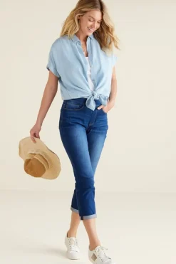 Online Soft Surroundings The Ultimate Denim Pull-On Crop White