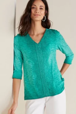 Discount Soft Surroundings Trevi Lace Top JewelGreen