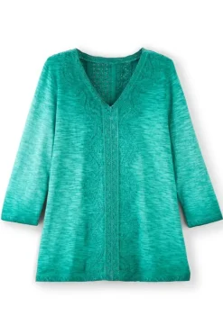 Discount Soft Surroundings Trevi Lace Top JewelGreen