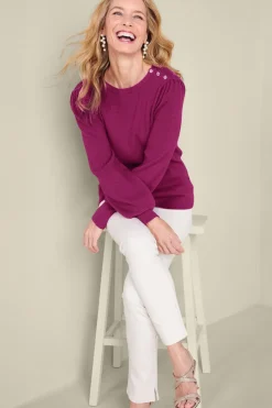 Hot Soft Surroundings Tyla Button Shoulder Sweater
