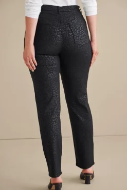 Sale Soft Surroundings Ultimate Denim Animal Straight Leg Jeans MetallicAnimal