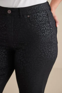 Sale Soft Surroundings Ultimate Denim Animal Straight Leg Jeans MetallicAnimal