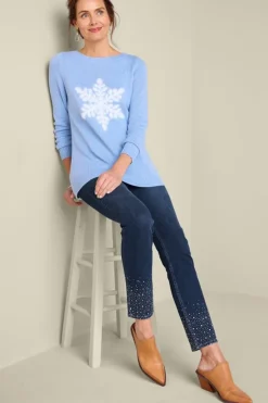 Clearance Soft Surroundings Ultimate Denim Crystal Pull-On Slim Leg Jeans RiverWash