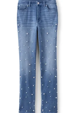 Clearance Soft Surroundings Ultimate Denim Pearl Straight Leg Jeans IcyBlueWash