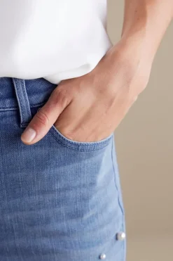 Clearance Soft Surroundings Ultimate Denim Pearl Straight Leg Jeans IcyBlueWash