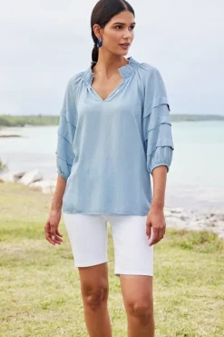 Sale Soft Surroundings Ultimate Denim Slim Leg Shorts TidalBlueWash