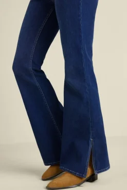 Best Soft Surroundings Ultimate Denim Slit Hem Flare Jeans TidalBlueWash