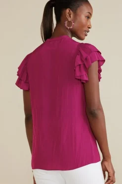 New Soft Surroundings Victoria Ruffle Tunic Sangria