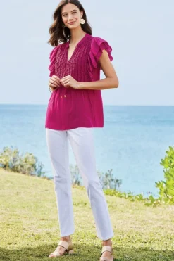 New Soft Surroundings Victoria Ruffle Tunic Sangria