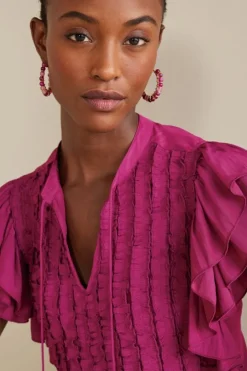 New Soft Surroundings Victoria Ruffle Tunic Sangria