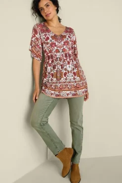 Hot Soft Surroundings Vina Short Sleeve Tunic SanFranScarfCream
