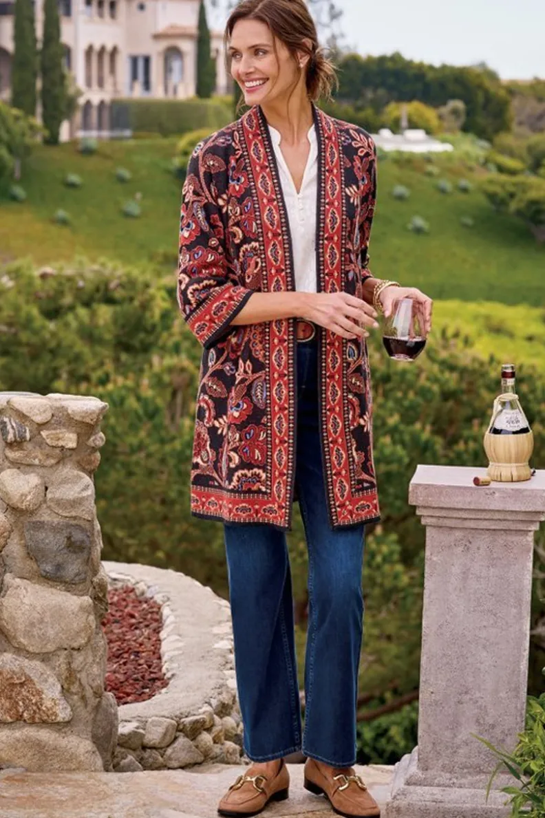 Discount Soft Surroundings Vitrine Jacquard Cardigan FallGarden