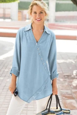 New Soft Surroundings Washed Tencel™ Tunic LightWashDenim