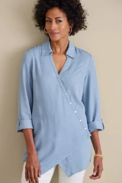 New Soft Surroundings Washed Tencel™ Tunic LightWashDenim