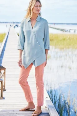 New Soft Surroundings Washed Tencel™ Tunic LightWashDenim