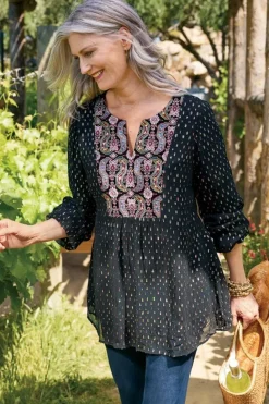 Clearance Soft Surroundings Wynn Shimmer Tunic Black