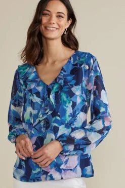 Best Soft Surroundings Xenia Ruffle Top PurpleFloral
