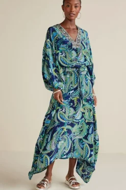 New Soft Surroundings Zorica Caftan CoastalPaisleyBlue