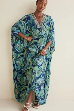 New Soft Surroundings Zorica Caftan CoastalPaisleyBlue