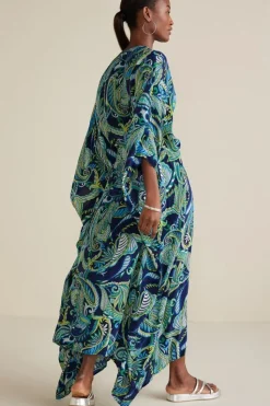 New Soft Surroundings Zorica Caftan CoastalPaisleyBlue