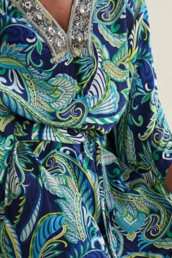 New Soft Surroundings Zorica Caftan CoastalPaisleyBlue